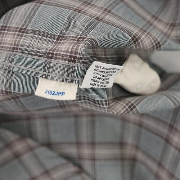 Taylor Stitch Shirt Mens 38 Green Brown Plaid Organic Cotton Long Sleeve - Picture 6 of 6